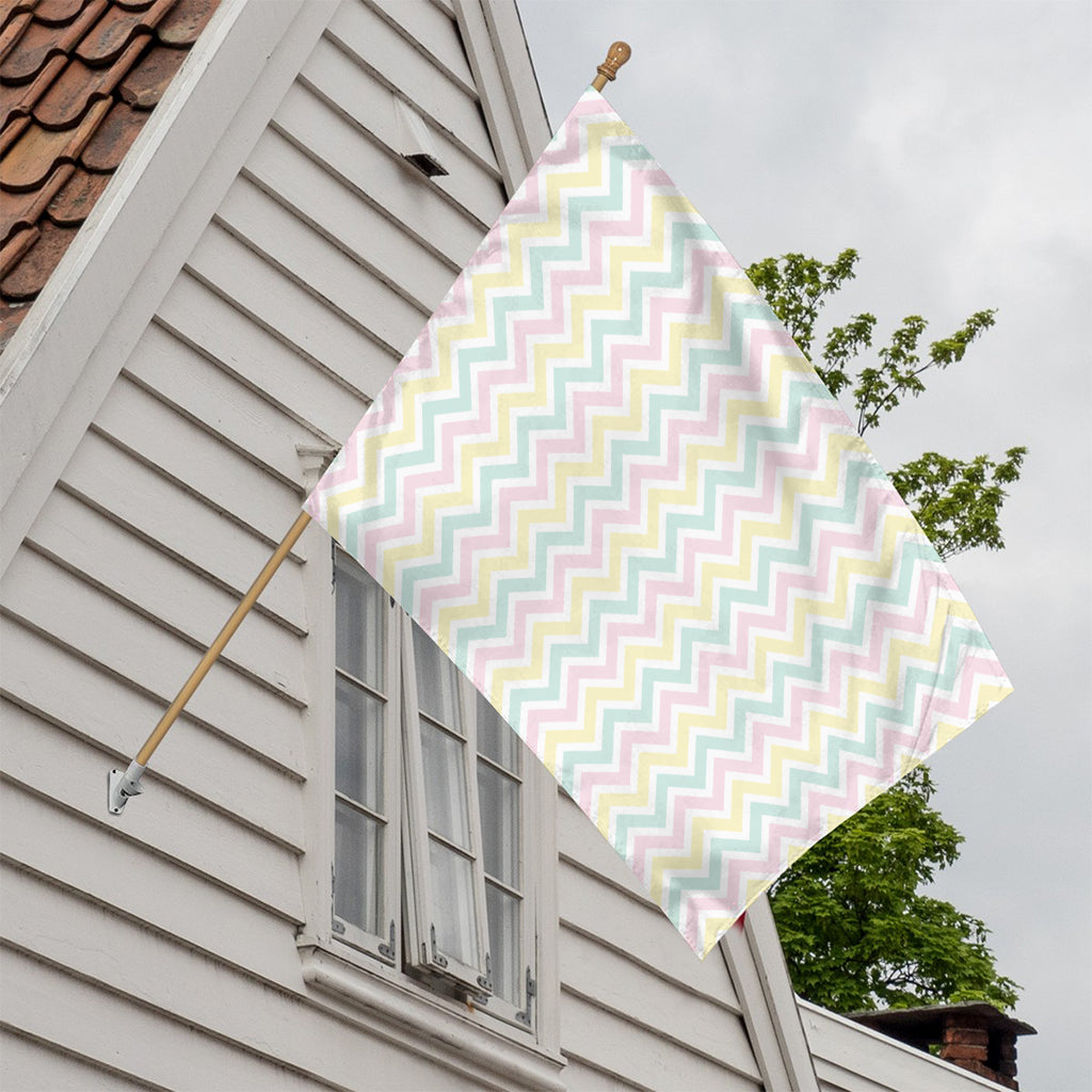 Pastel Chevron Pattern Print House Flag