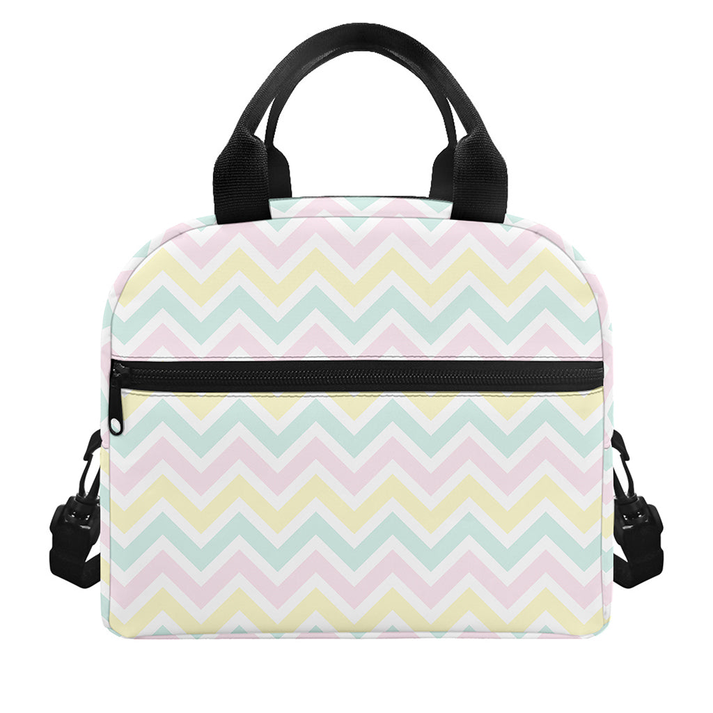 Pastel Chevron Pattern Print Insulated Lunch Bag