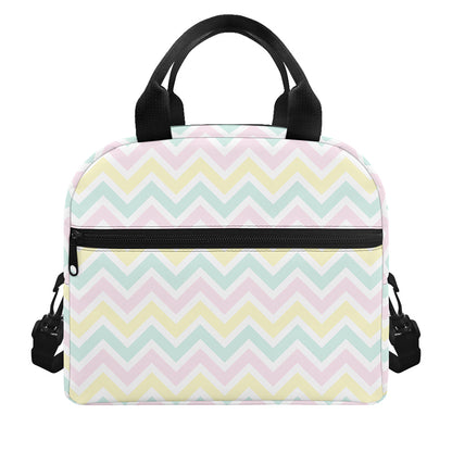 Pastel Chevron Pattern Print Insulated Lunch Bag