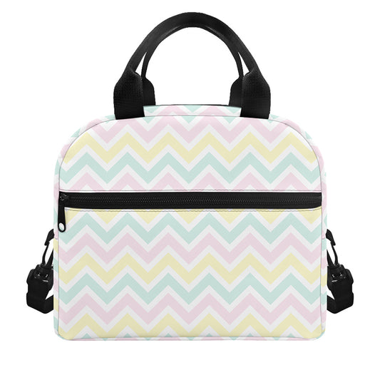 Pastel Chevron Pattern Print Insulated Lunch Bag