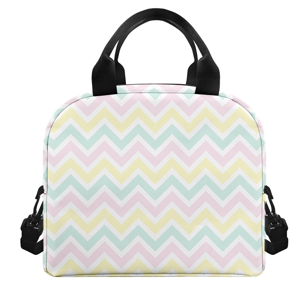 Pastel Chevron Pattern Print Insulated Lunch Bag