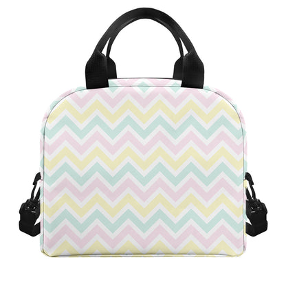 Pastel Chevron Pattern Print Insulated Lunch Bag