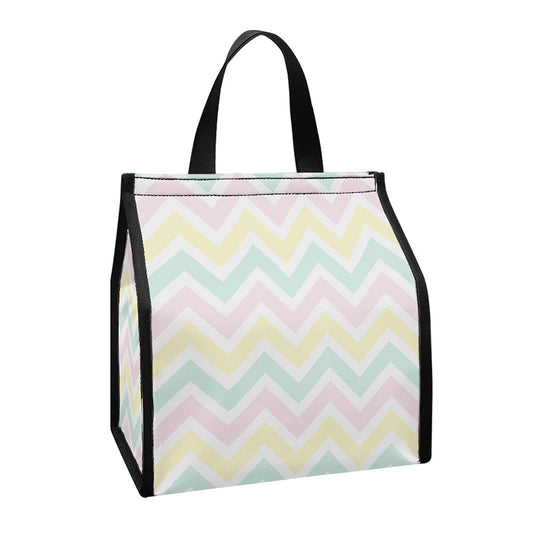 Pastel Chevron Pattern Print Insulated Lunch Tote