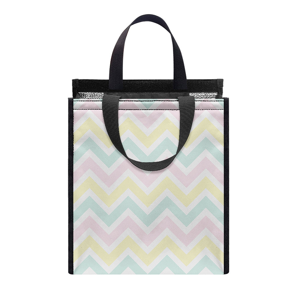 Pastel Chevron Pattern Print Insulated Lunch Tote