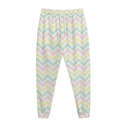 Pastel Chevron Pattern Print Jogger Pants