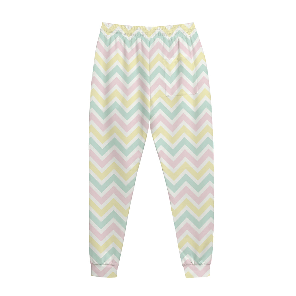 Pastel Chevron Pattern Print Jogger Pants
