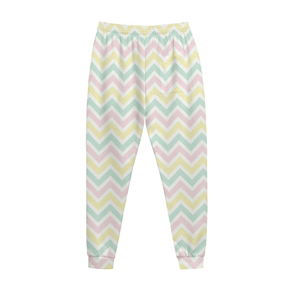 Pastel Chevron Pattern Print Jogger Pants