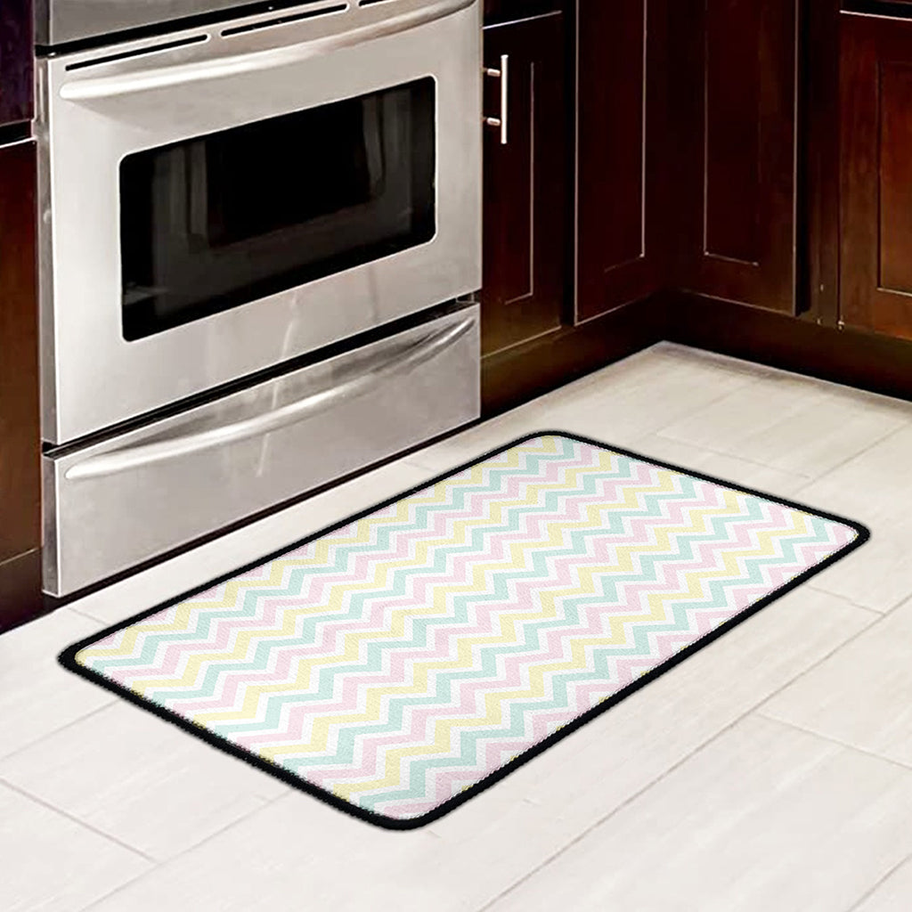 Pastel Chevron Pattern Print Kitchen Mat