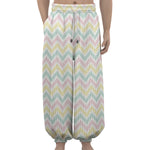 Pastel Chevron Pattern Print Lantern Pants