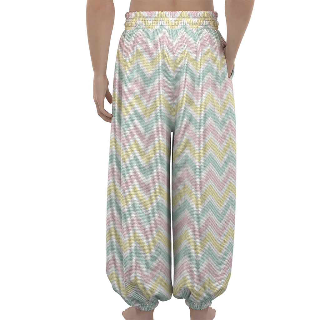 Pastel Chevron Pattern Print Lantern Pants