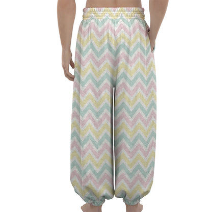 Pastel Chevron Pattern Print Lantern Pants