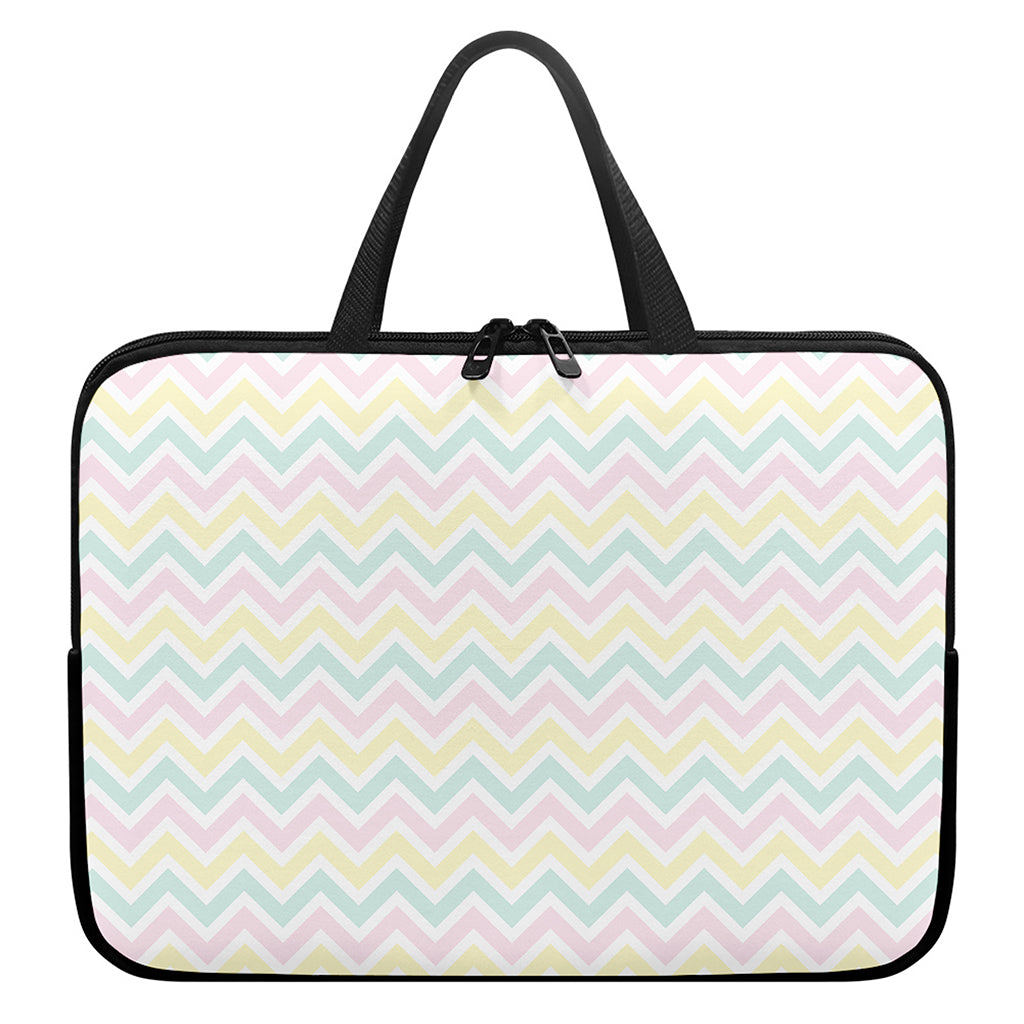 Pastel Chevron Pattern Print Laptop Sleeve With Handle