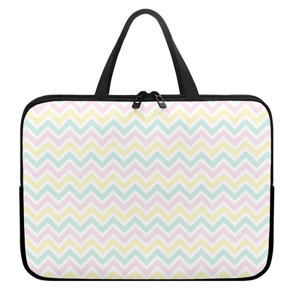 Pastel Chevron Pattern Print Laptop Sleeve With Handle
