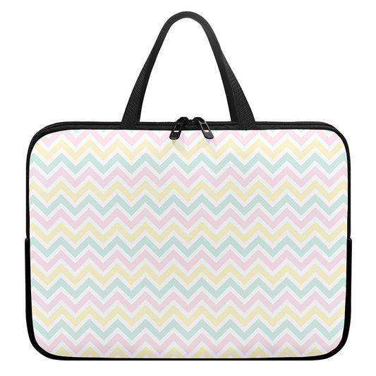 Pastel Chevron Pattern Print Laptop Sleeve With Handle