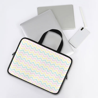Pastel Chevron Pattern Print Laptop Sleeve With Handle