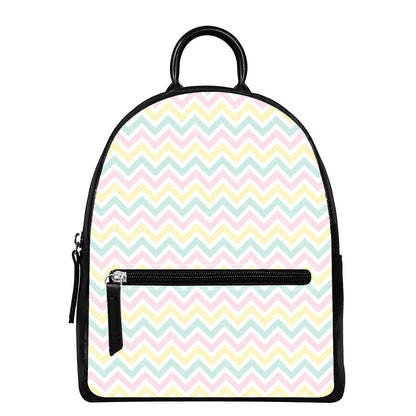 Pastel Chevron Pattern Print Leather Backpack