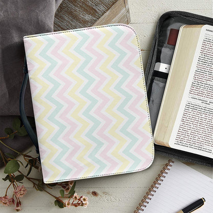 Pastel Chevron Pattern Print Leather Bible Cover
