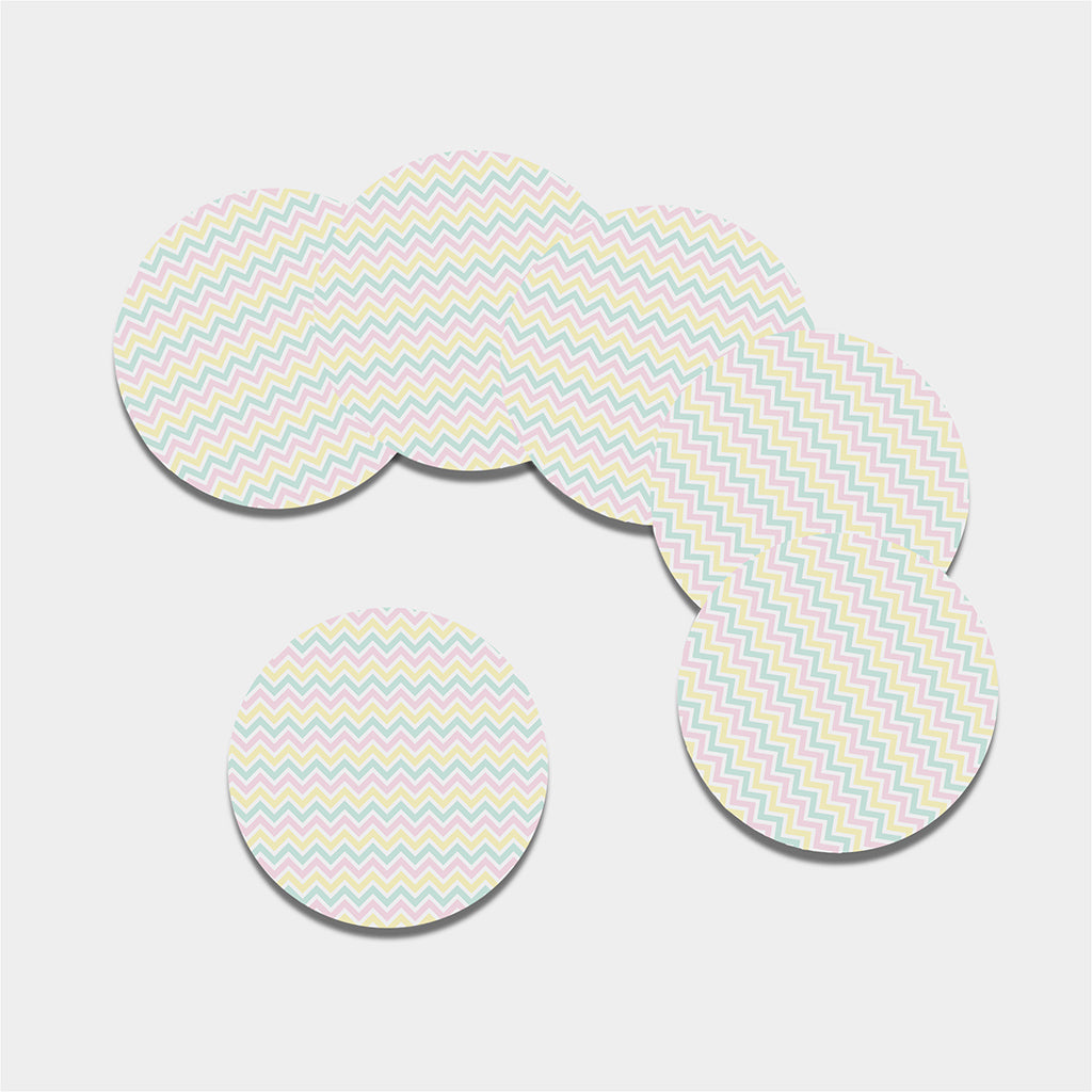 Pastel Chevron Pattern Print Leather Coaster Set