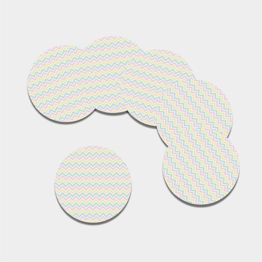 Pastel Chevron Pattern Print Leather Coaster Set