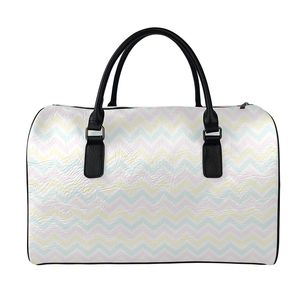 Pastel Chevron Pattern Print Leather Duffle Bag