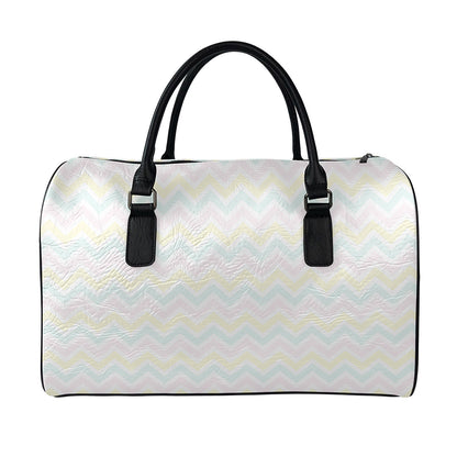 Pastel Chevron Pattern Print Leather Duffle Bag