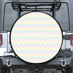 Pastel Chevron Pattern Print Leather Spare Tire Cover