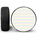 Pastel Chevron Pattern Print Leather Spare Tire Cover