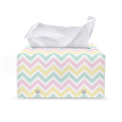 Pastel Chevron Pattern Print Leather Tissue Box Cover