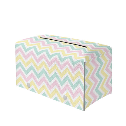 Pastel Chevron Pattern Print Leather Tissue Box Cover