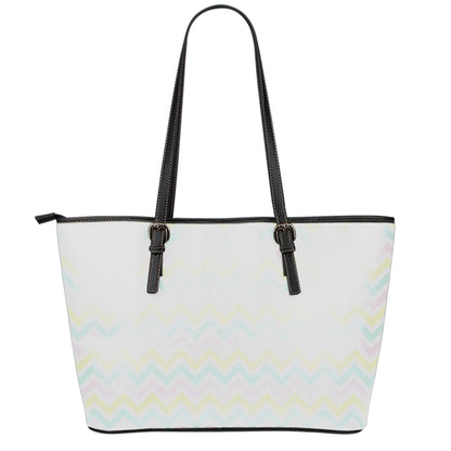Pastel Chevron Pattern Print Leather Tote Bag