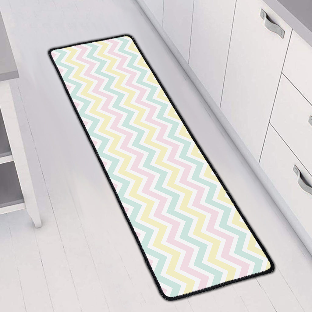 Pastel Chevron Pattern Print Long Kitchen Mat