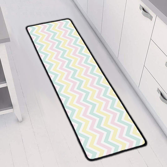Pastel Chevron Pattern Print Long Kitchen Mat