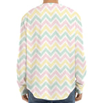 Pastel Chevron Pattern Print Long Sleeve Baseball Jersey