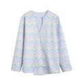 Pastel Chevron Pattern Print Long Sleeve Short Coat