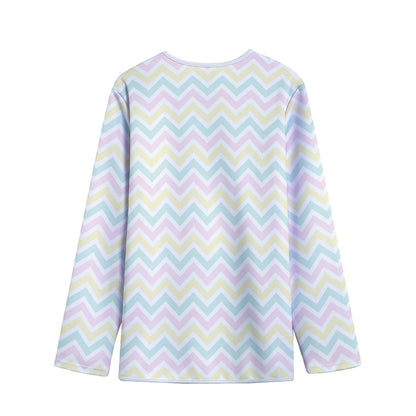 Pastel Chevron Pattern Print Long Sleeve Short Coat