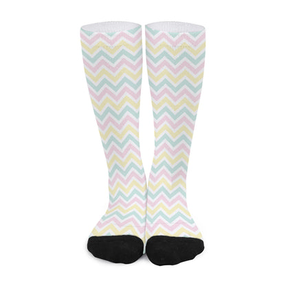 Pastel Chevron Pattern Print Long Socks