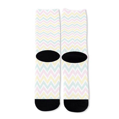 Pastel Chevron Pattern Print Long Socks