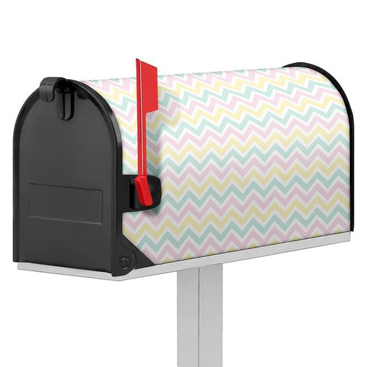 Pastel Chevron Pattern Print Mailbox Cover