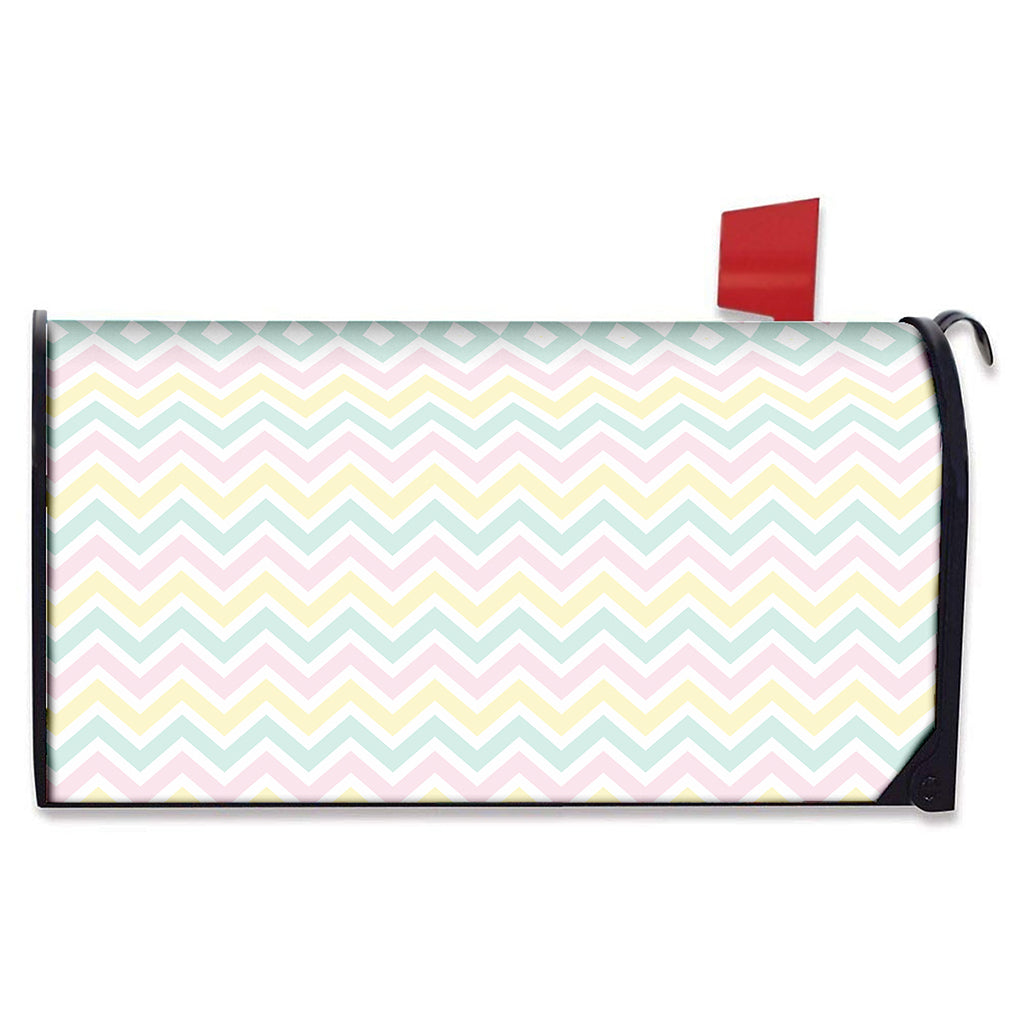 Pastel Chevron Pattern Print Mailbox Cover