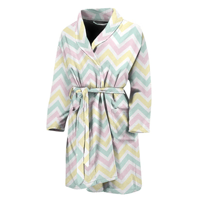 Pastel Chevron Pattern Print Men's Bathrobe