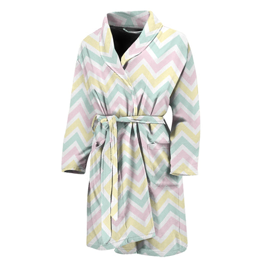 Pastel Chevron Pattern Print Men's Bathrobe