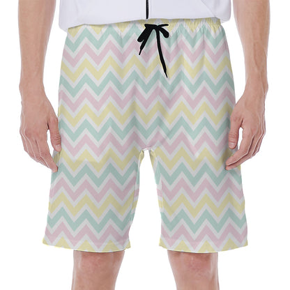 Pastel Chevron Pattern Print Men's Beach Shorts