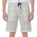 Pastel Chevron Pattern Print Men's Beach Shorts