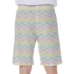 Pastel Chevron Pattern Print Men's Beach Shorts