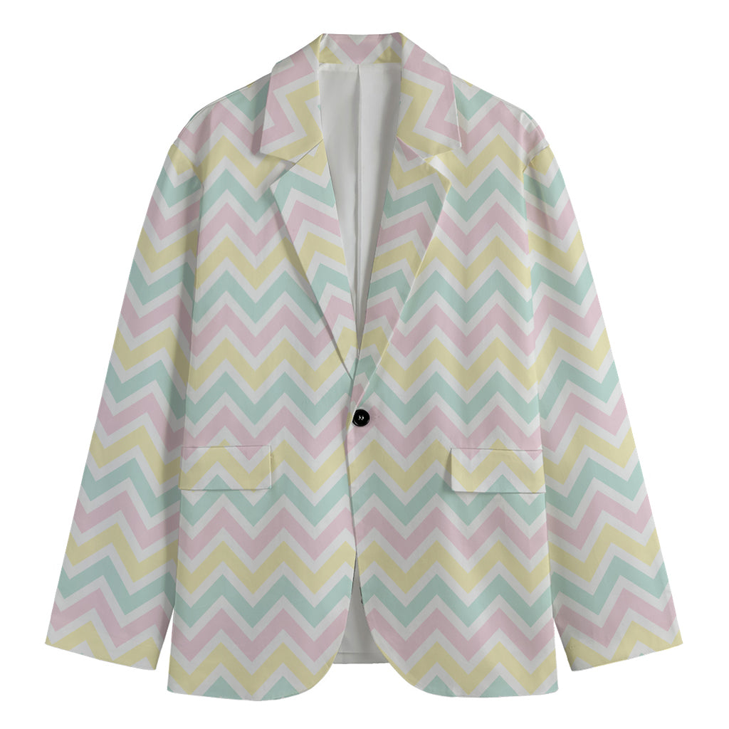 Pastel Chevron Pattern Print Men's Blazer