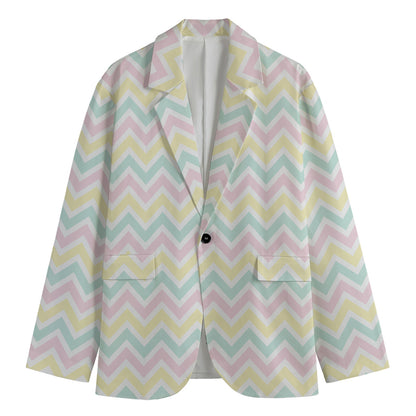 Pastel Chevron Pattern Print Men's Blazer