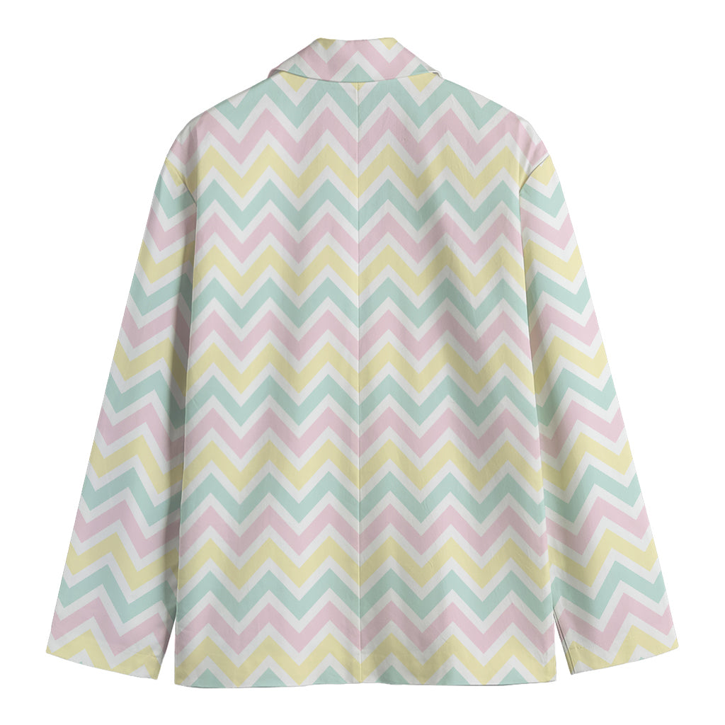 Pastel Chevron Pattern Print Men's Blazer