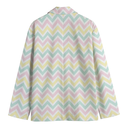 Pastel Chevron Pattern Print Men's Blazer