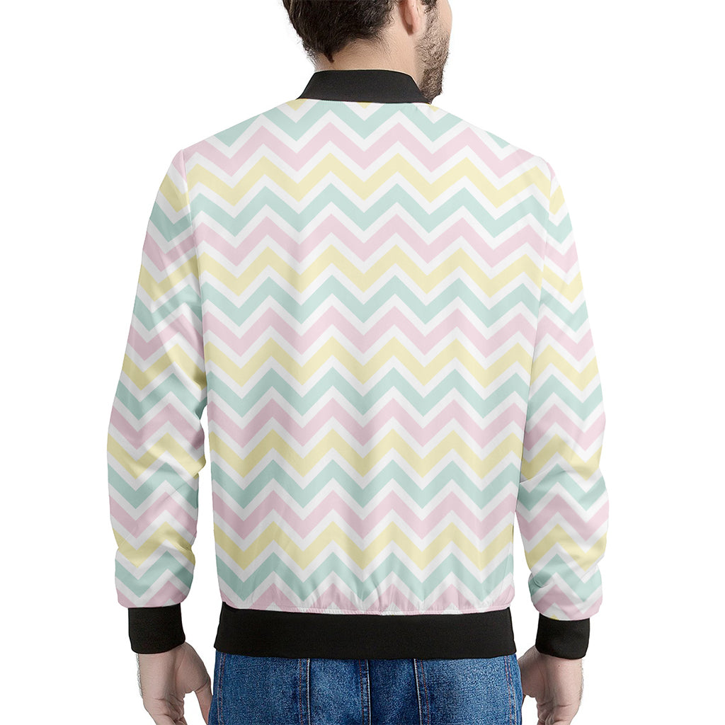 Pastel Chevron Pattern Print Men's Bomber Jacket