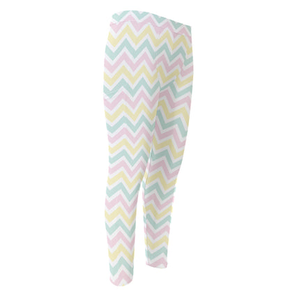 Pastel Chevron Pattern Print Men's Compression Pants